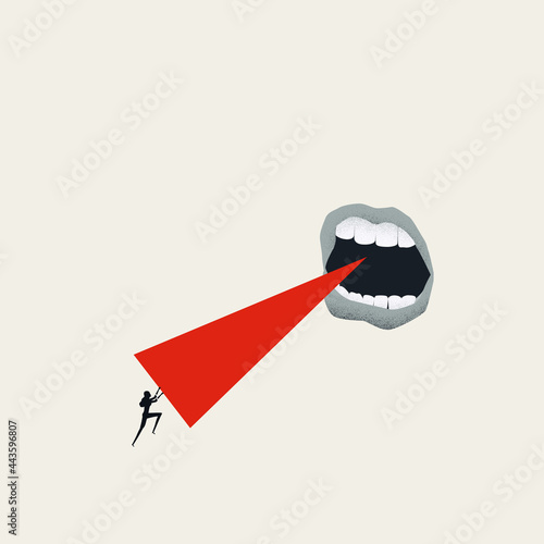 Woman fights harassment vector symbol. Minimal illustration of brave women struggle against abuse, violence.