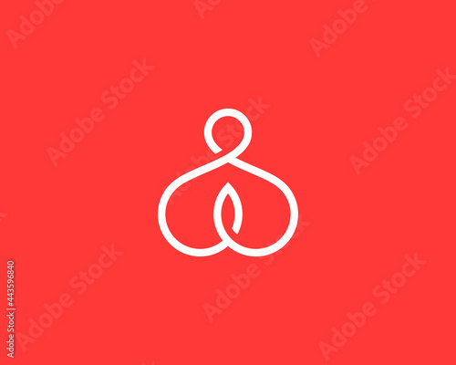 Abstract yoga man line art logo. Thread person balance harmony zen meditation logotype. Creative spa, guru vector sign.