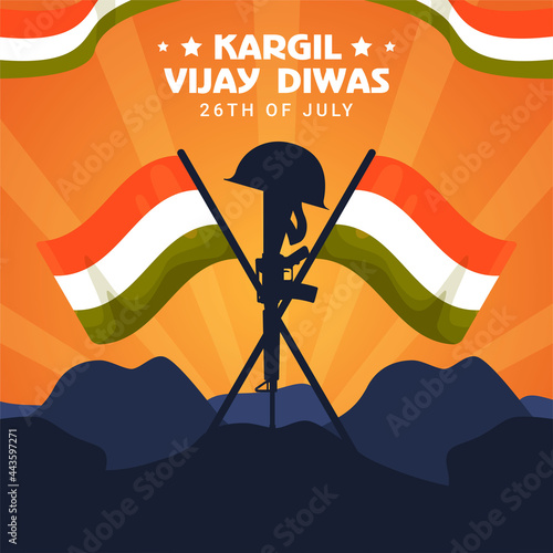 Vector Illustration of Kargil Vijay Diwas which English meaning is Kargil Victory Day. Vector Illustration of Martyr Day in India. Commemoration day.