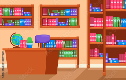Library flat orthogonal composition with vector illustration