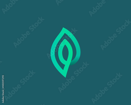 Linear leaf loop vector icon logo design template. Minimalistic linear eco, park, garden vector sign symbol mark logotype.