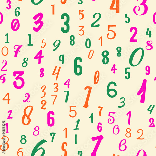 Numbers, education, school concept. Seamless vector EPS 10 pattern. Flat style 