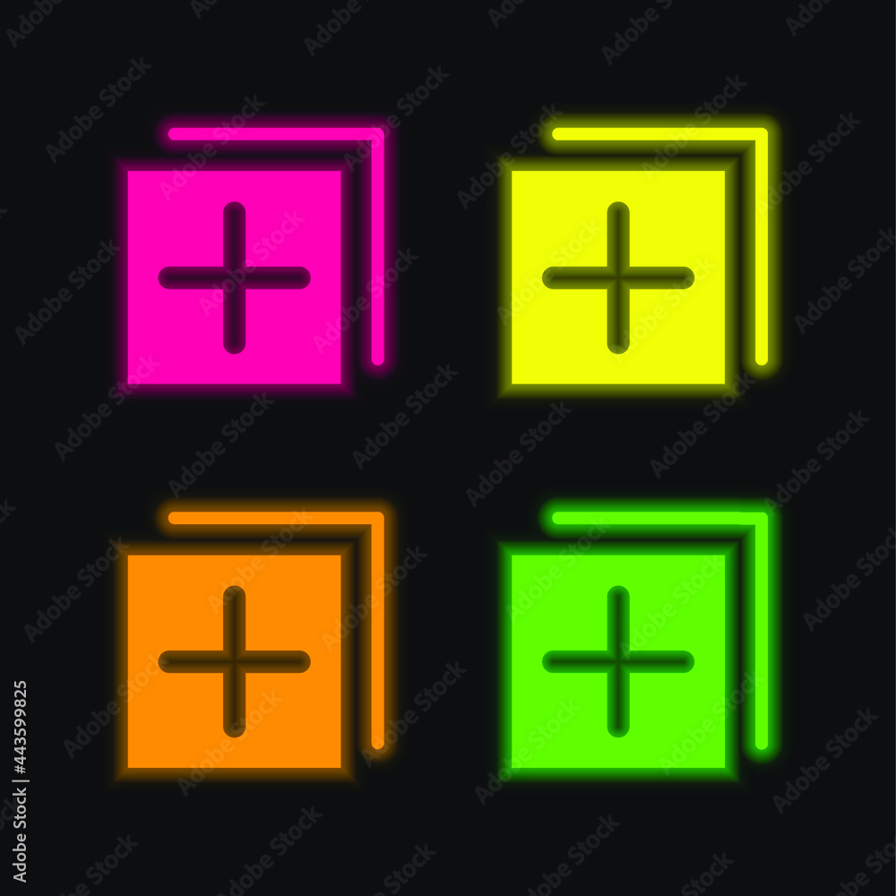 Fototapeta premium Add four color glowing neon vector icon