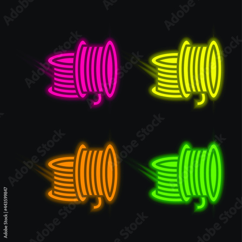 3d Printing Filament four color glowing neon vector icon