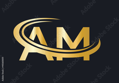Modern AM Logo Design for business and company identity. Creative AM letter logo Design