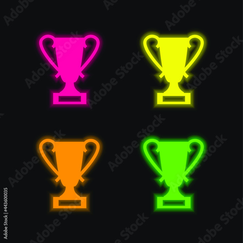 Award Trophy four color glowing neon vector icon