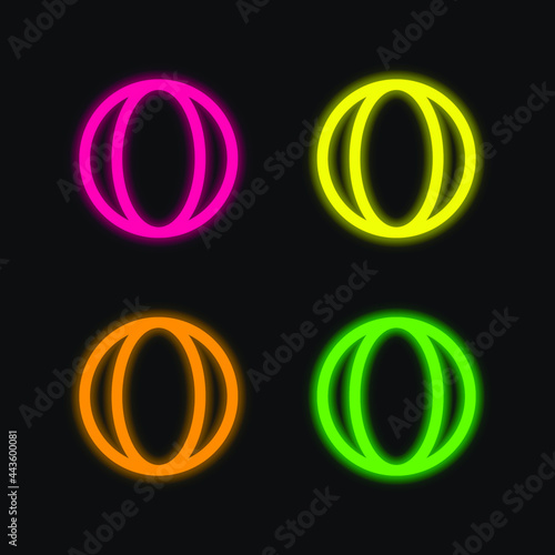 Baby Ball Toy four color glowing neon vector icon