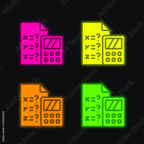 Algebra four color glowing neon vector icon