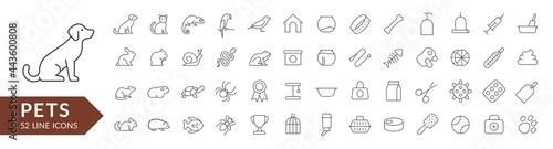 Pets line icon set. Isolated signs on white background. Vector illustration