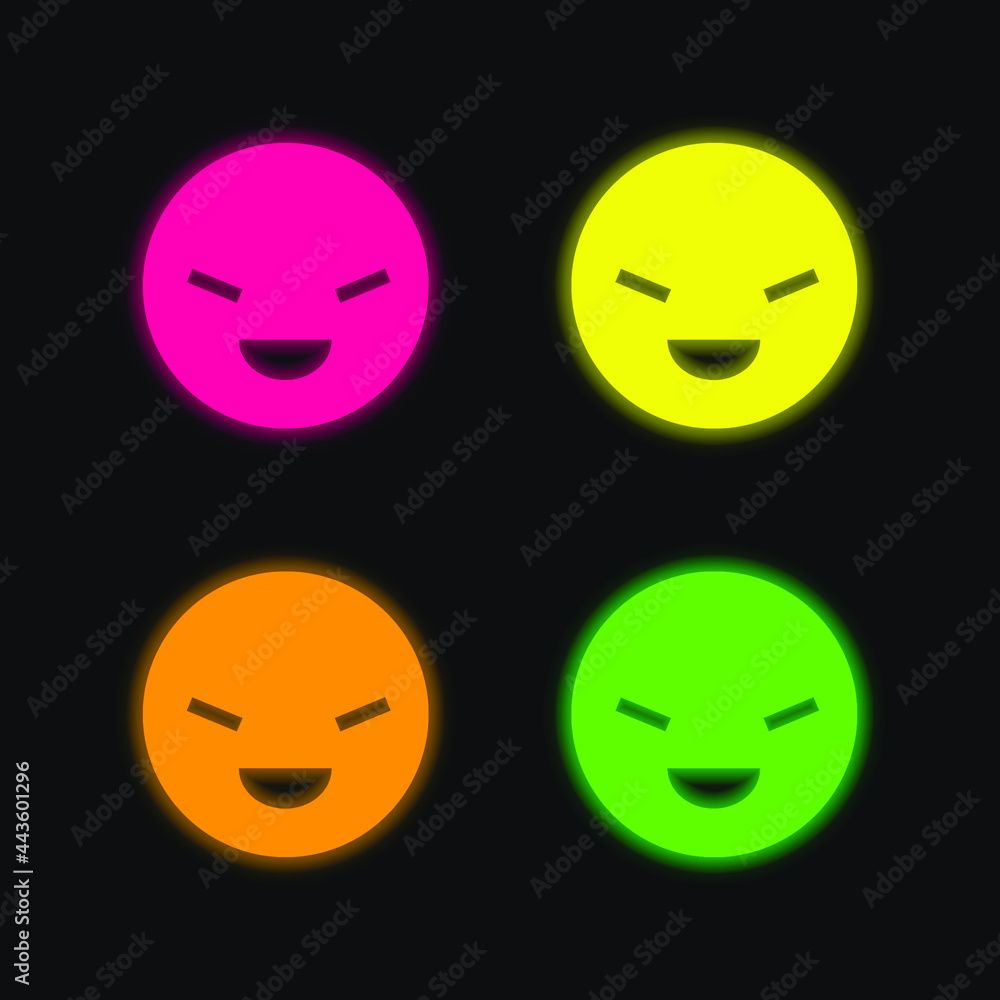Fototapeta premium Beat four color glowing neon vector icon