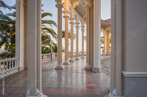 Photos Columns and marble floor of the Ghagra Colonnade at sunset