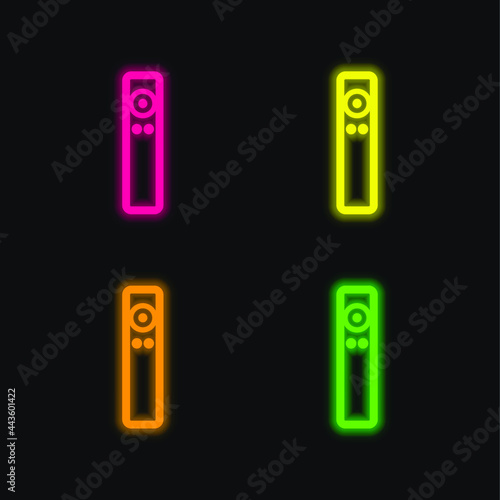 Apple Remote four color glowing neon vector icon