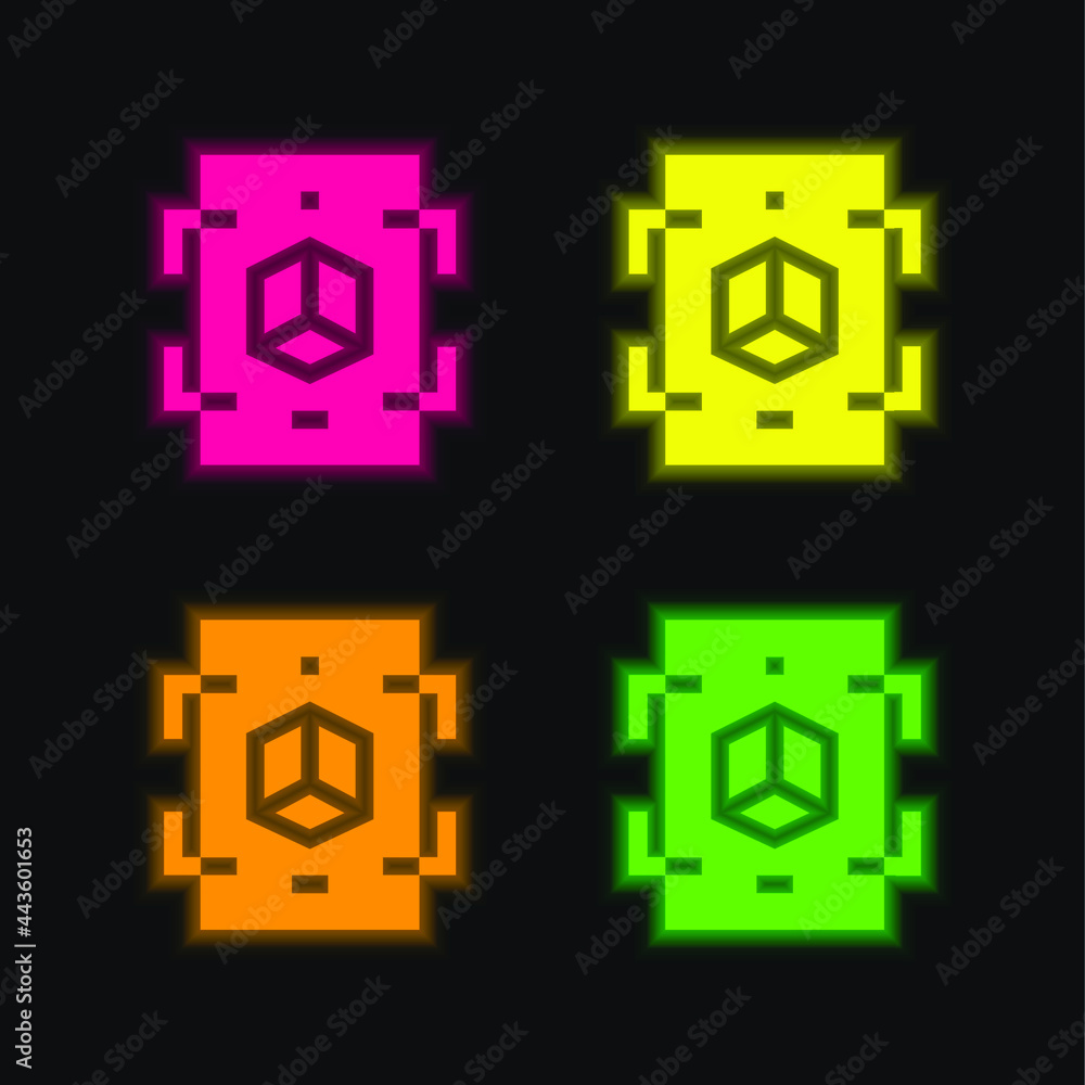 Obraz premium Augmented Reality four color glowing neon vector icon