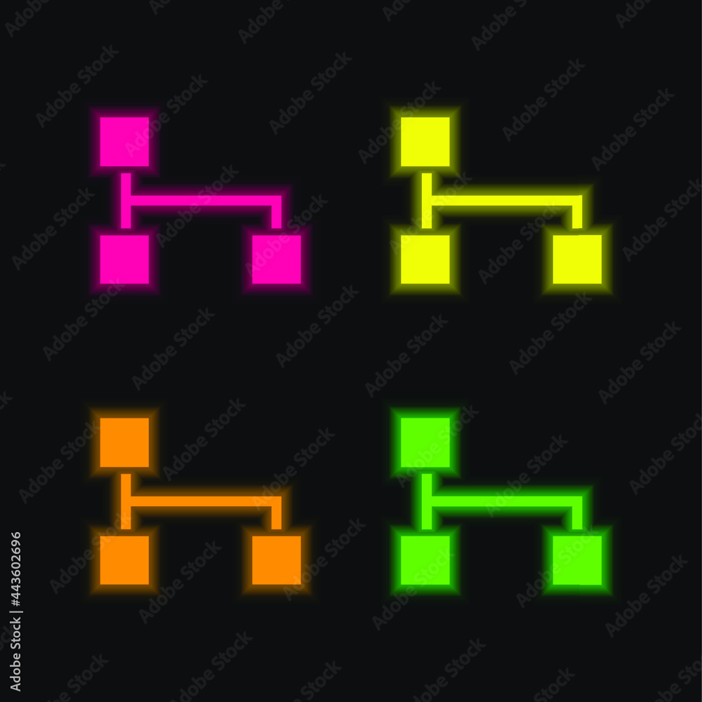 Black Squares And Lines In A Graphic Of Interface four color glowing neon vector icon Black Squares And Lines In A Graphic Of Interface four color glowing neon vector icon