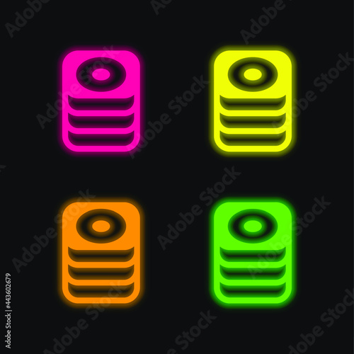 Big Database four color glowing neon vector icon
