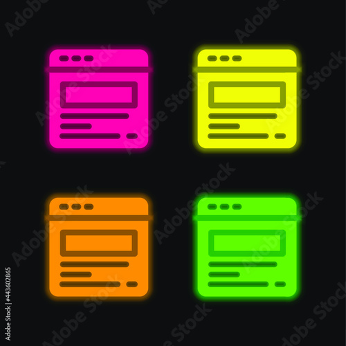 Blogging four color glowing neon vector icon