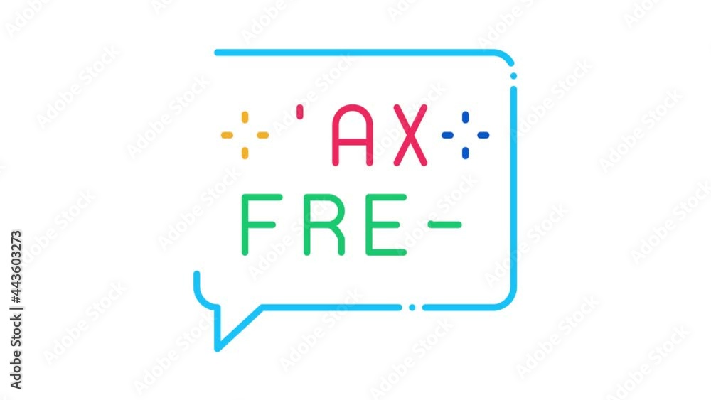 Tax Free Icon Animation. color Tax Free animated icon on white background Tax Free Icon Animation. color Tax Free animated icon on white background