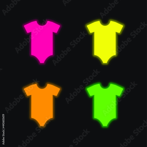 Bodysuit four color glowing neon vector icon
