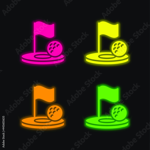 Birdie four color glowing neon vector icon