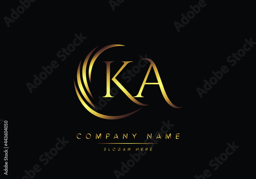 alphabet letters KA monogram logo, gold color elegant classical photo