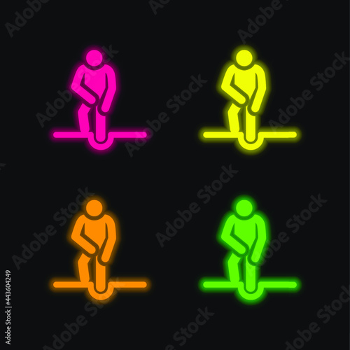 Accident four color glowing neon vector icon