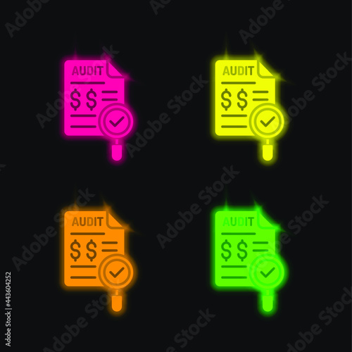 Accounting four color glowing neon vector icon