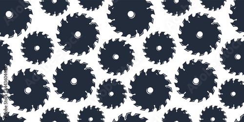 Saw or sawing machine. Silhouette of wood saws for carpentry workshop. Seamless pattern