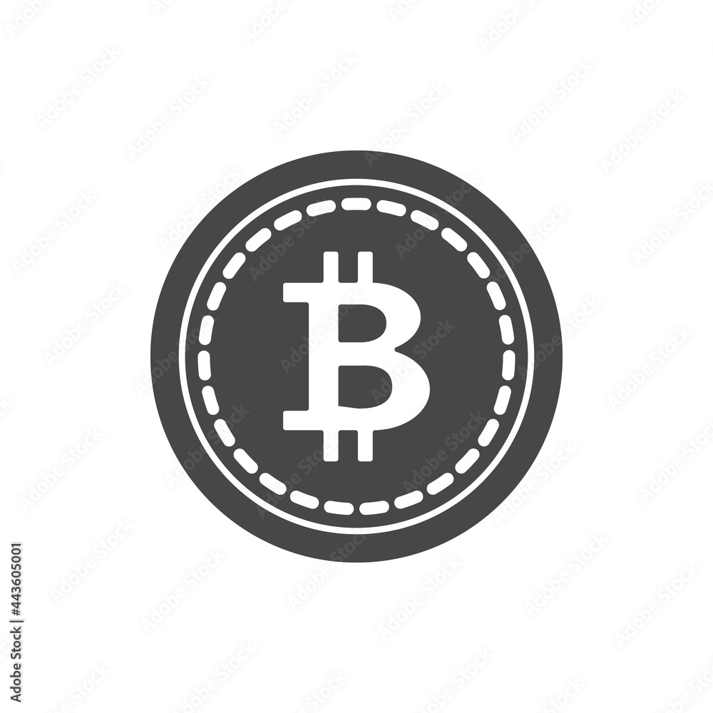 The Bitcoin coin icon is a silhouette. Vector illustration, white isolated background. The Bitcoin coin icon is a silhouette. Vector illustration, white isolated background.