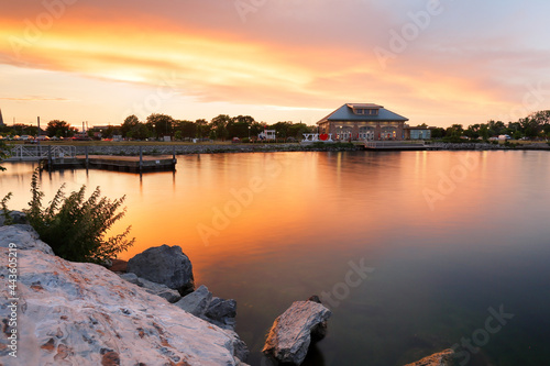 Beautiful sunset of Seneca Lake in Finger Lakes region of upstate of New York, Geneva NY USA