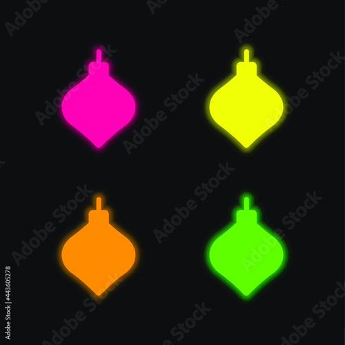 Bauble four color glowing neon vector icon