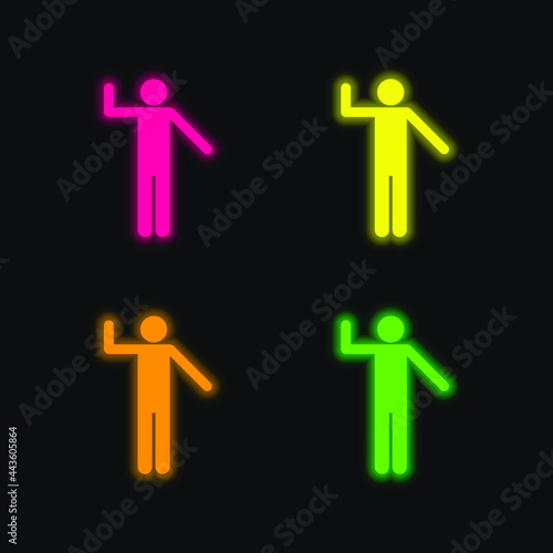 Basic Silhouette four color glowing neon vector icon