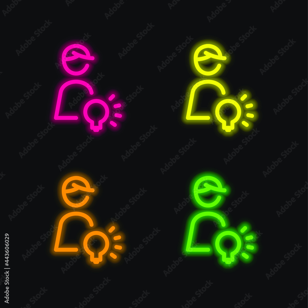 Art Director four color glowing neon vector icon