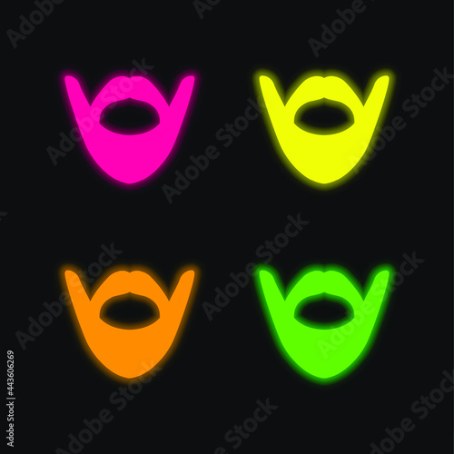 Beard four color glowing neon vector icon