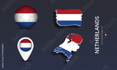 Netherlands National country flag set vector