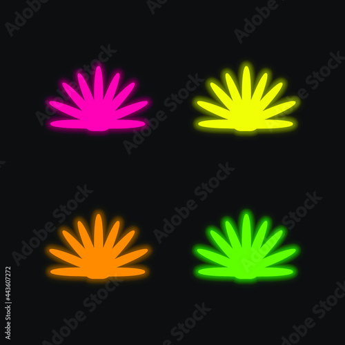 Agave Plant Silhouette Of Mexico four color glowing neon vector icon