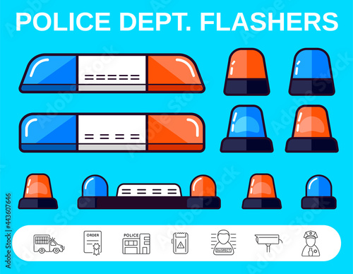 Set of Special Flashers of Emergency Dept Department of Police