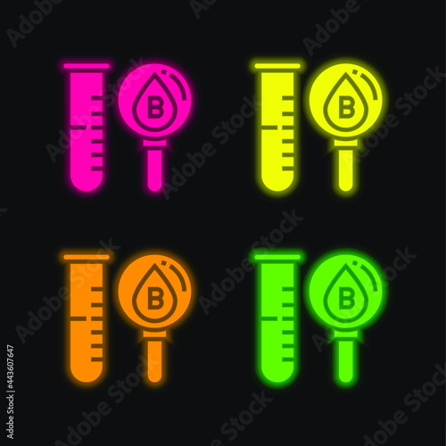 Blood Test four color glowing neon vector icon