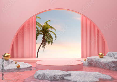Modern minimal abstract background for cosmetic Product display, stage podium 3d rendering scene
