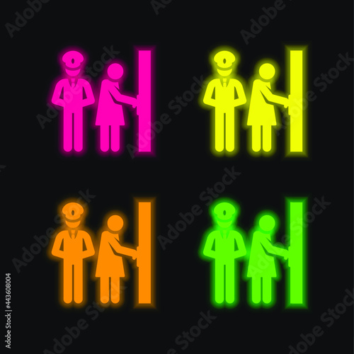 Bodyguard four color glowing neon vector icon
