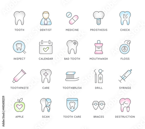 Set of Dental Clinic Vector Line Icons.