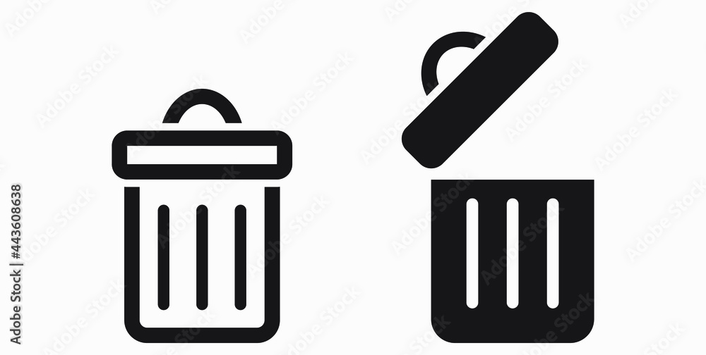 Trash can icon. Delete files. Waste recycling. Vector icon. Trash can icon. Delete files. Waste recycling. Vector icon.
