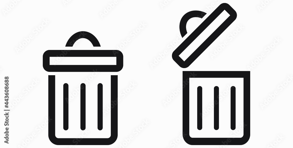 Trash can icon. Delete files. Waste recycling. Vector icon. Trash can icon. Delete files. Waste recycling. Vector icon.