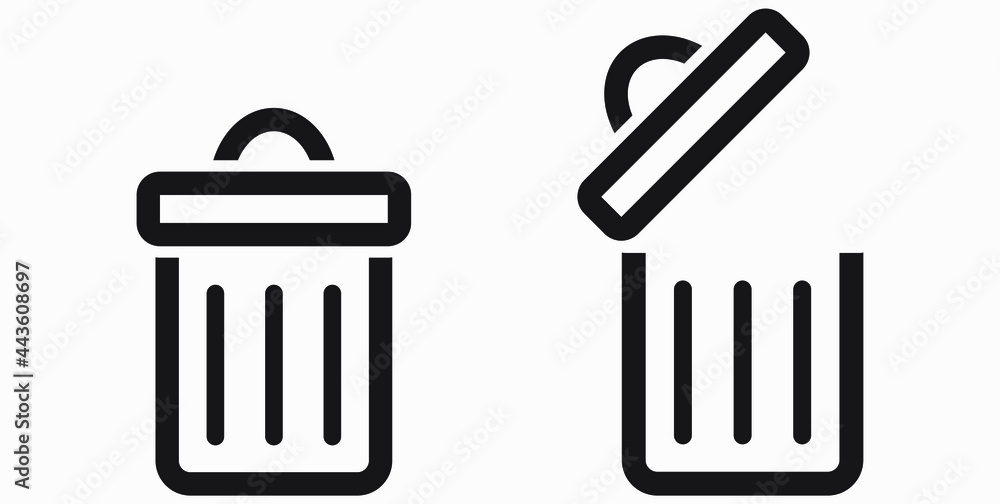 Trash can icon. Delete files. Waste recycling. Vector icon. Trash can icon. Delete files. Waste recycling. Vector icon.