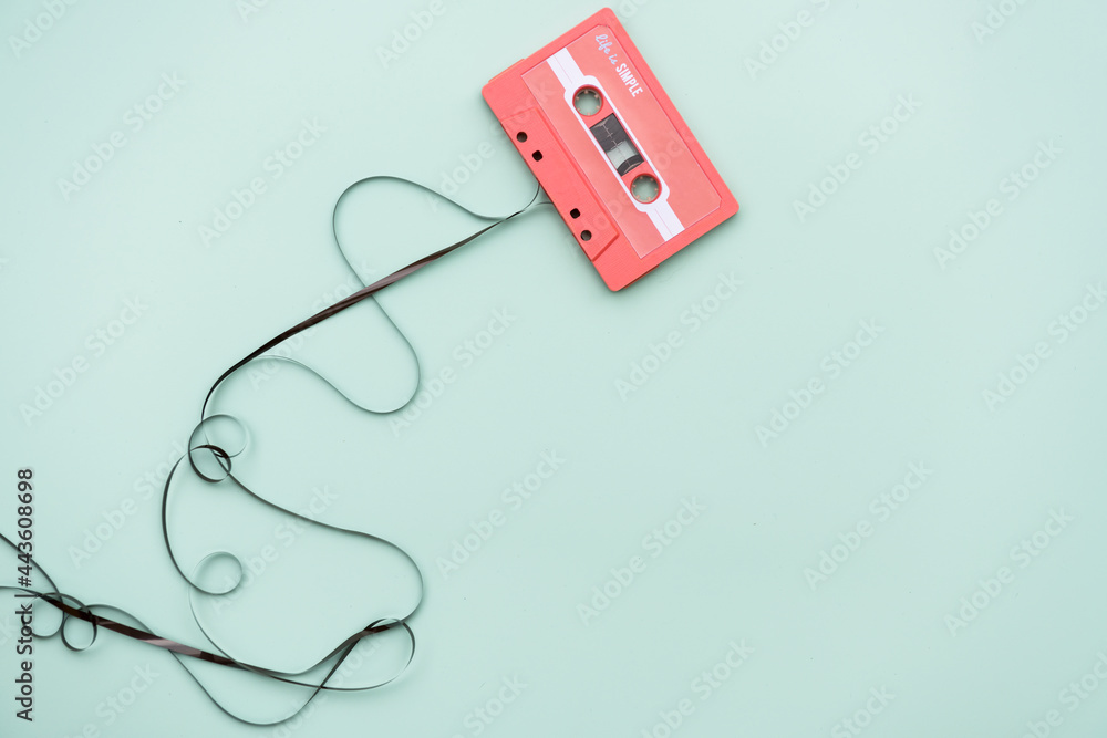 Flat lay of cassette tape Flat lay of cassette tape