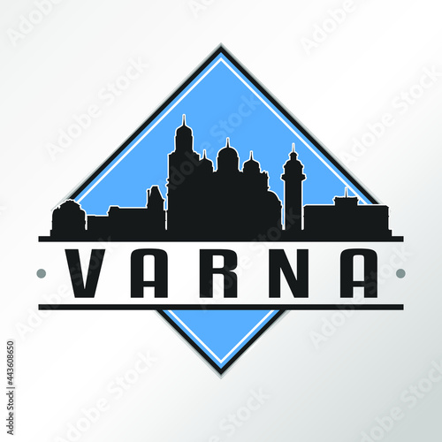 Varna, Bulgaria Skyline Logo. Adventure Landscape Design Vector Illustration.