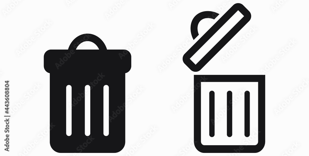 Trash can icon. Delete files. Waste recycling. Vector icon. Trash can icon. Delete files. Waste recycling. Vector icon.