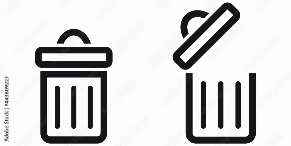 Trash can icon. Delete files. Waste recycling. Vector icon. Trash can icon. Delete files. Waste recycling. Vector icon.