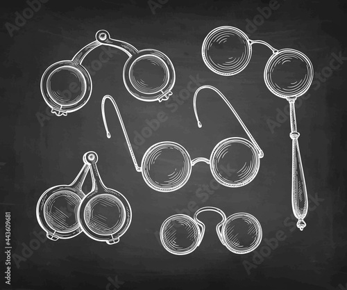Chalk sketch set of ancient spectacles.