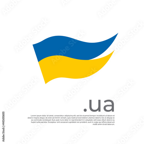 Ukraine flag. Colored stripes ukrainian flag on a white background. Vector design of national poster with ua domain, place for text. Brush strokes. State patriotic banner ukraine, cover