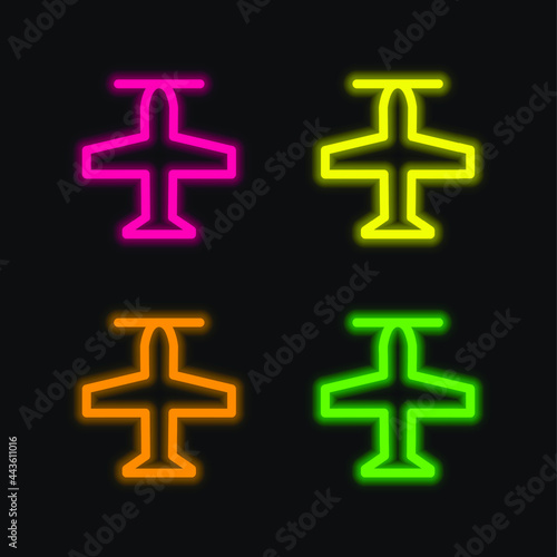 Airscrew four color glowing neon vector icon